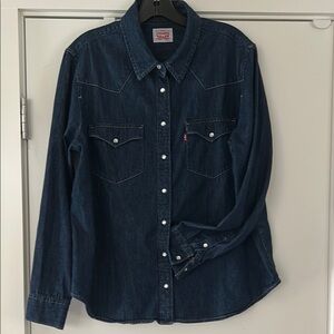 Levi's Women’s Dark Blue Denim Western Shirt
